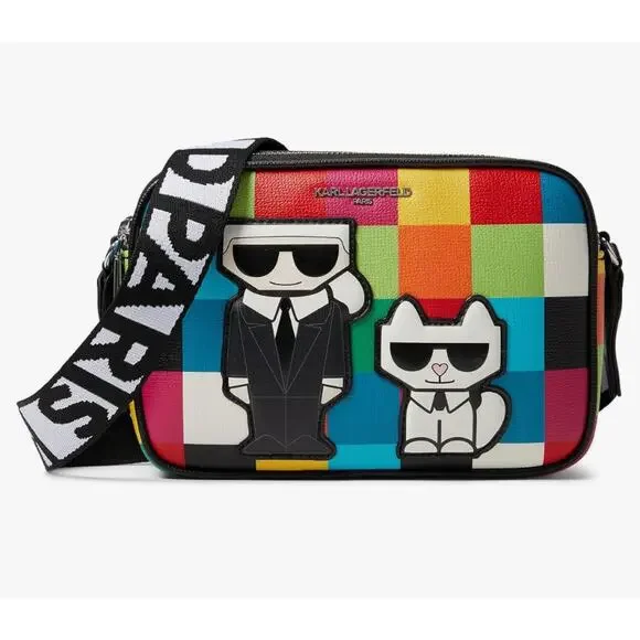 NWT Karl Lagerfeld Paris Maybelle Multicolor Crossbody Camera Bag Purse Handbag - Picture 2 of 9